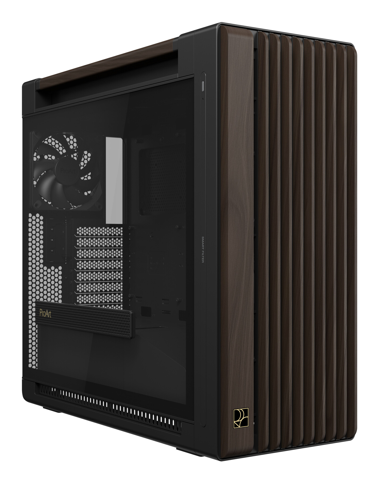 Asus ASUS ProArt PA602 Wood Edition Modern Black - Tempered Glass Panel Midi Tower Zwart, Hout