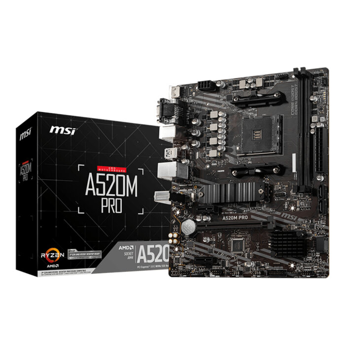 MSI MSI A520M PRO moederbord AMD A520 Socket AM4 micro ATX