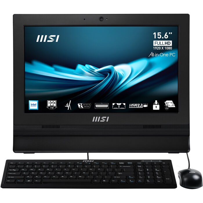 MSI MSI Pro AP162T ADL-019DE Intel® N N100 39,6 cm (15.6") 1920 x 1080 Pixels Touchscreen Alles-in-één-pc 4 GB DDR4-SDRAM 128 GB SSD Windows 11 Pro Wi-Fi 5 (802.11ac) Zwart
