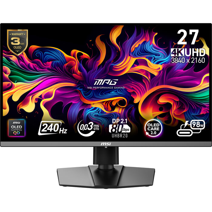 MSI MSI MPG 272URXDE QD-OLED computer monitor 67,3 cm (26.5") 3840 x 2160 Pixels 4K Ultra HD Zwart