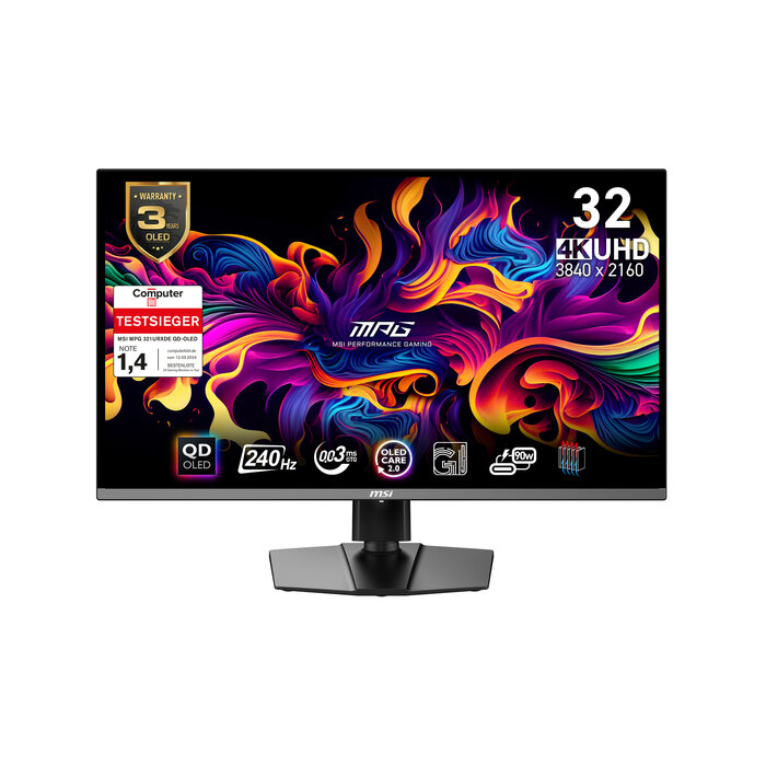 MSI MSI MPG 321URXDE QD-OLED computer monitor 80 cm (31.5") 3840 x 2160 Pixels 4K Ultra HD Zwart