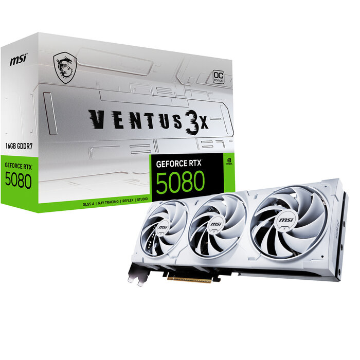 MSI MSI VENTUS GEFORCE RTX 5080 16G 3X OC WHITE videokaart NVIDIA 16 GB GDDR7