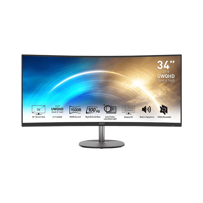MSI MSI PRO MP341CQDE computer monitor 86,4 cm (34") 3440 x 1440 Pixels UltraWide Quad HD Zwart
