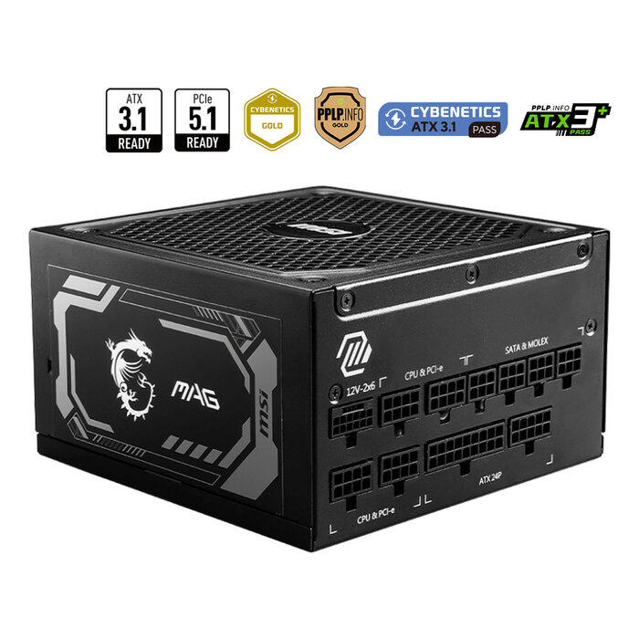 MSI MSI MAG A1250GL PCIE5 power supply unit 1250 W 24-pin ATX ATX Zwart