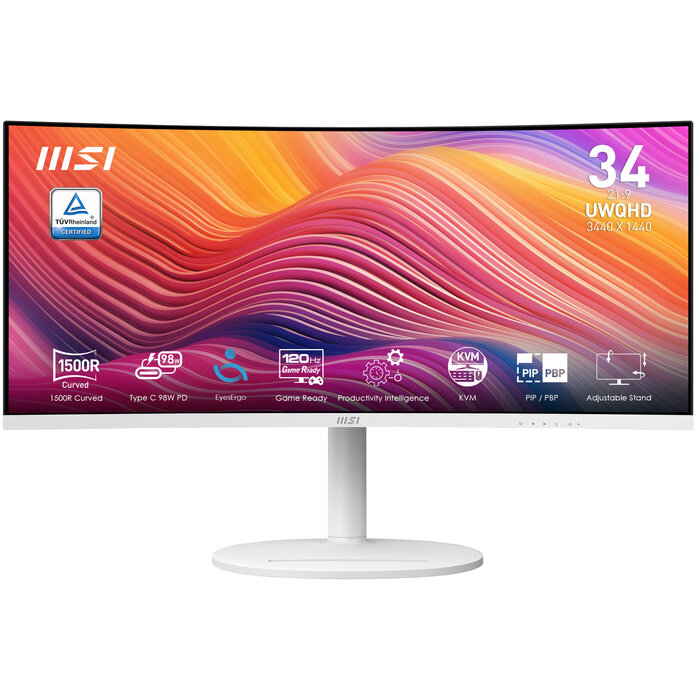 MSI MSI Modern MD342CQPWDE computer monitor 86,4 cm (34") 3440 x 1440 Pixels UltraWide Quad HD LCD Wit