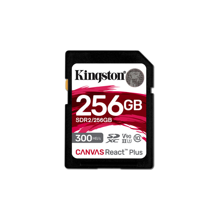 Kingston Kingston Technology 256GB Canvas React Plus SDHC UHS-II 300R/260W U3 V90 voor Full HD/4K/8K