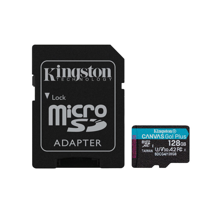 Kingston Kingston Technology 128GB microSDXC Canvas Go! Plus Gen4 200MB/s A2 U3 V30 kaart + adapter