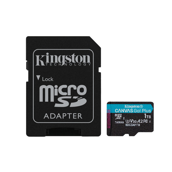 Kingston Kingston Technology 1TB microSDXC Canvas Go! Plus Gen4 200MB/s A2 U3 V30 kaart + adapter