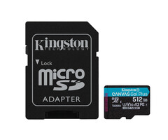 Kingston Kingston Technology 512GB microSDXC Canvas Go! Plus Gen4 200MB/s A2 U3 V30 kaart + adapter