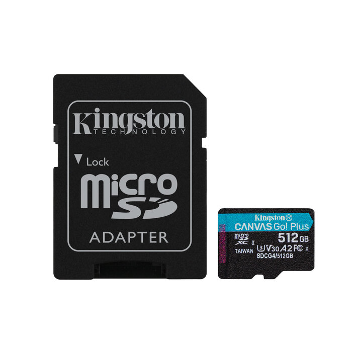 Kingston Kingston Technology 512GB microSDXC Canvas Go! Plus Gen4 200MB/s A2 U3 V30 kaart + adapter
