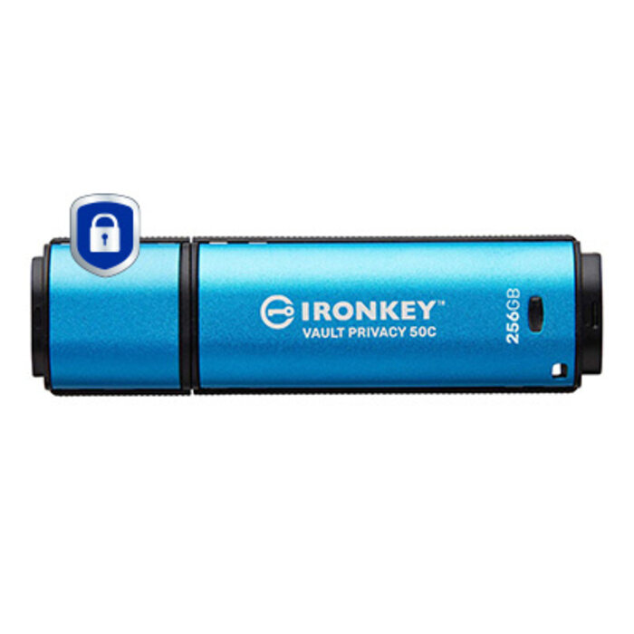 Kingston Kingston Technology IronKey 256GB USB-C Vault Privacy 50C AES-256 versleuteling, FIPS 197