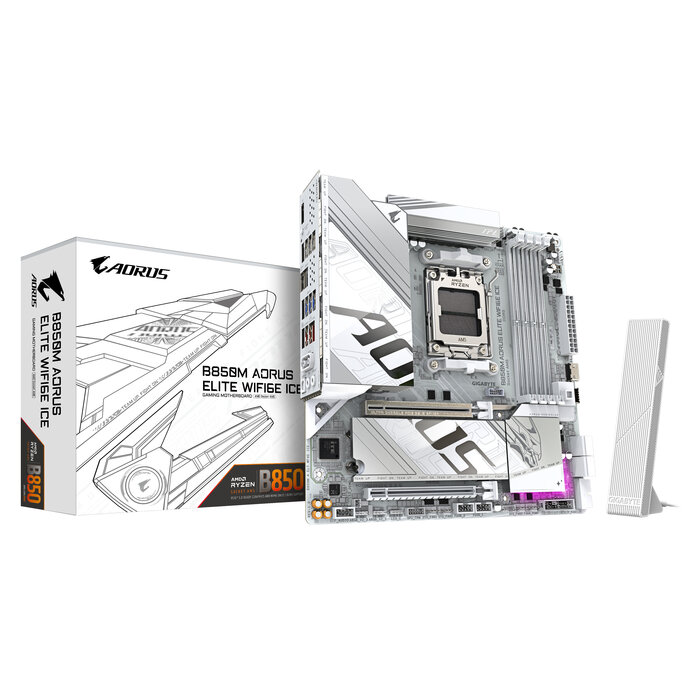 Gigabyte GIGABYTE B850M AORUS ELITE WIFI6E ICE AMD B850 Socket AM5 micro ATX