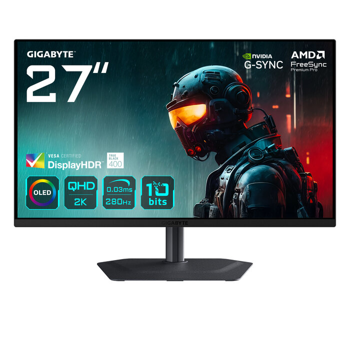 Gigabyte GIGABYTE MO27Q2A computer monitor 68,6 cm (27") 2560 x 1440 Pixels Quad HD QD-OLED Zwart