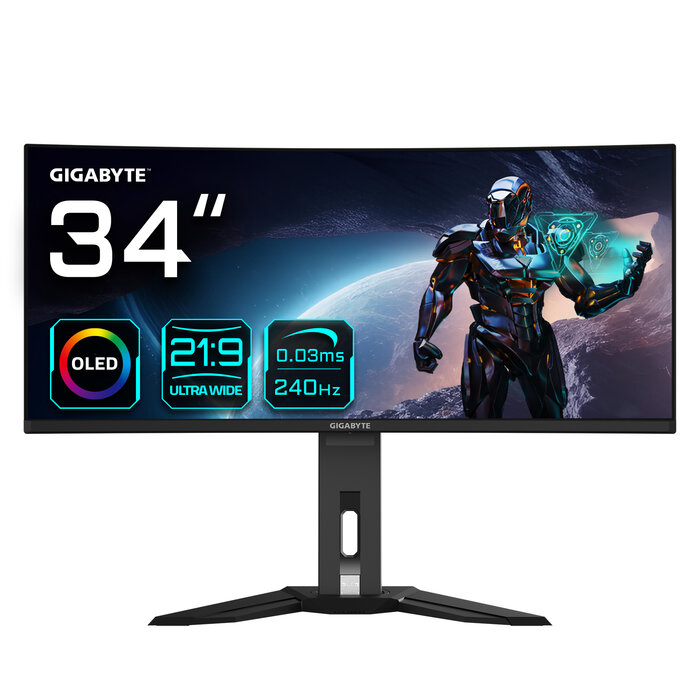 Gigabyte GIGABYTE MO34WQC2 computer monitor 86,4 cm (34") 3440 x 1440 Pixels Wide Quad HD OLED Zwart