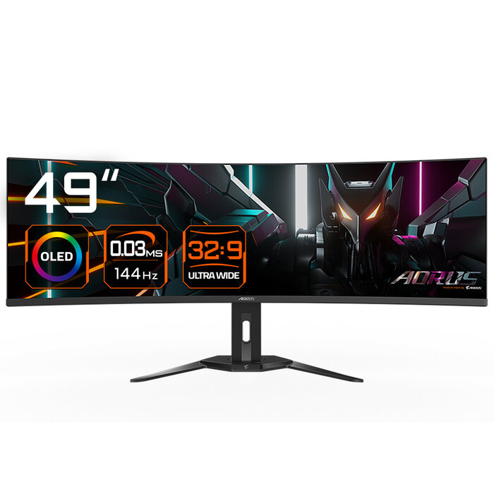 Gigabyte GIGABYTE AORUS CO49DQ computer monitor 124,5 cm (49") 5120 x 1440 Pixels Dual QHD OLED Zwart