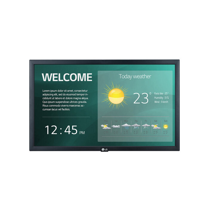 LG LG 22SM3G-B beeldkrant Digitale signage flatscreen 54,6 cm (21.5") IPS Wifi 250 cd/m² Full HD Zwart Type processor 16/7