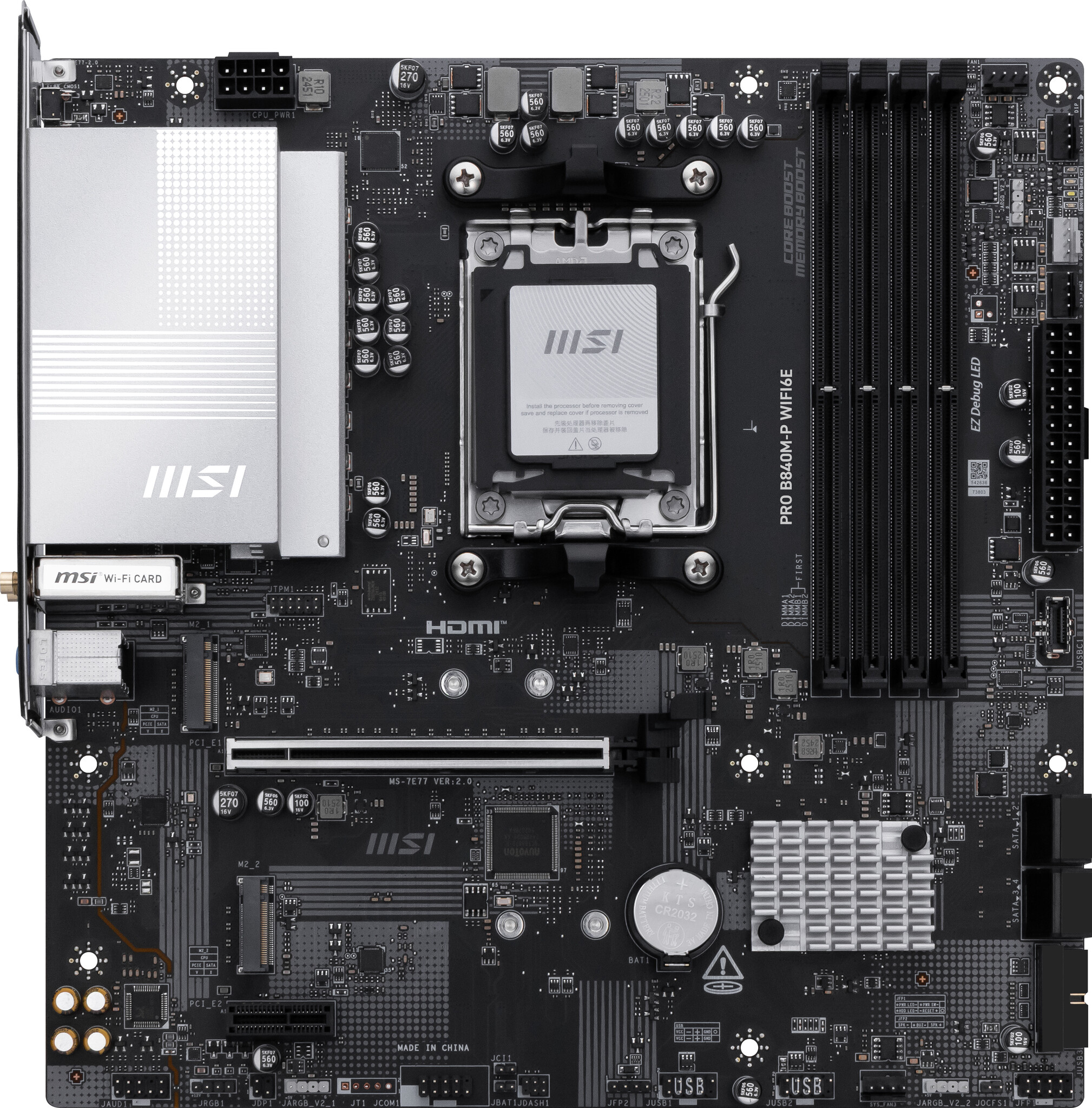 MSI MSI PRO B840M-P WIFI6E moederbord AMD B840 Socket AM5 micro ATX
