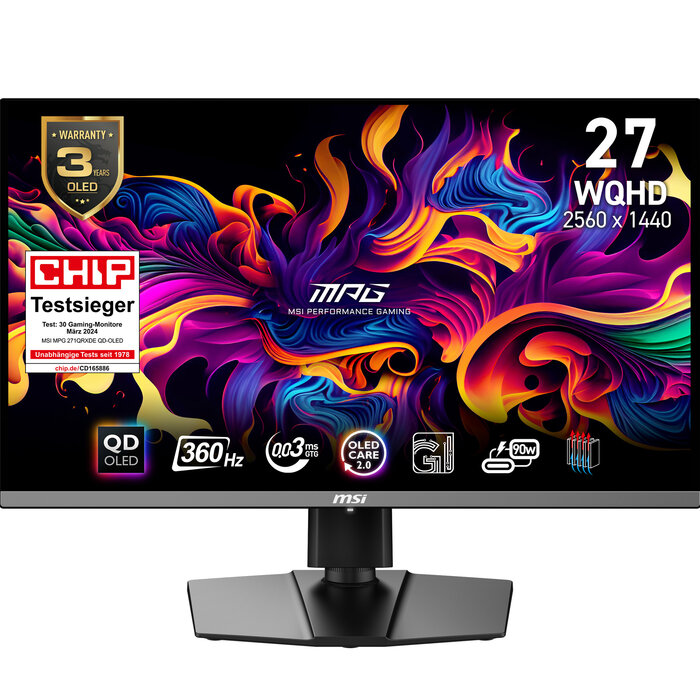 MSI MSI MPG 271QRXDE QD-OLED computer monitor 67,3 cm (26.5") 2560 x 1440 Pixels Wide Quad HD Zwart