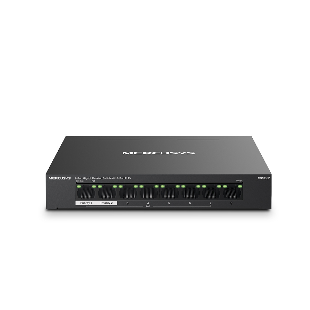 TP-Link Mercusys MS108GP netwerk-switch Managed Gigabit Ethernet (10/100/1000) Power over Ethernet (PoE) Zwart
