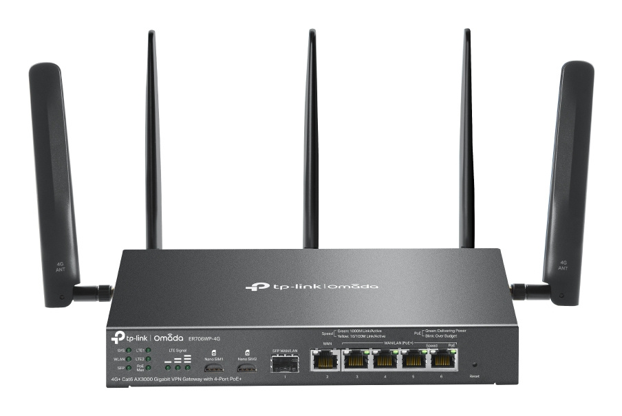 TP-Link TP-Link Omada ER706WP-4G draadloze router Gigabit Ethernet Dual-band (2.4 GHz / 5 GHz) Zwart