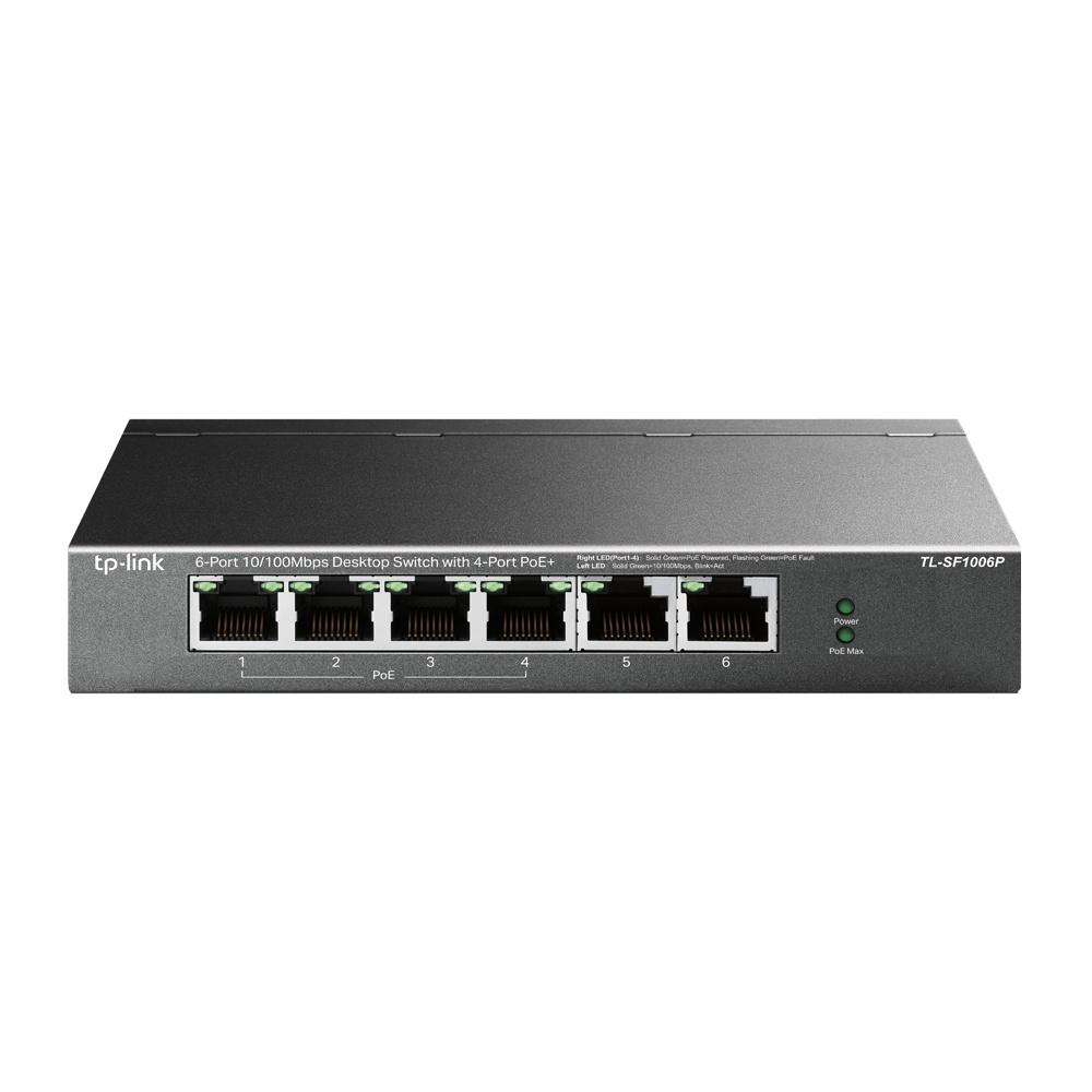 TP-Link TP-Link TL-SF1006P netwerk-switch Unmanaged Fast Ethernet (10/100) Power over Ethernet (PoE) Zwart