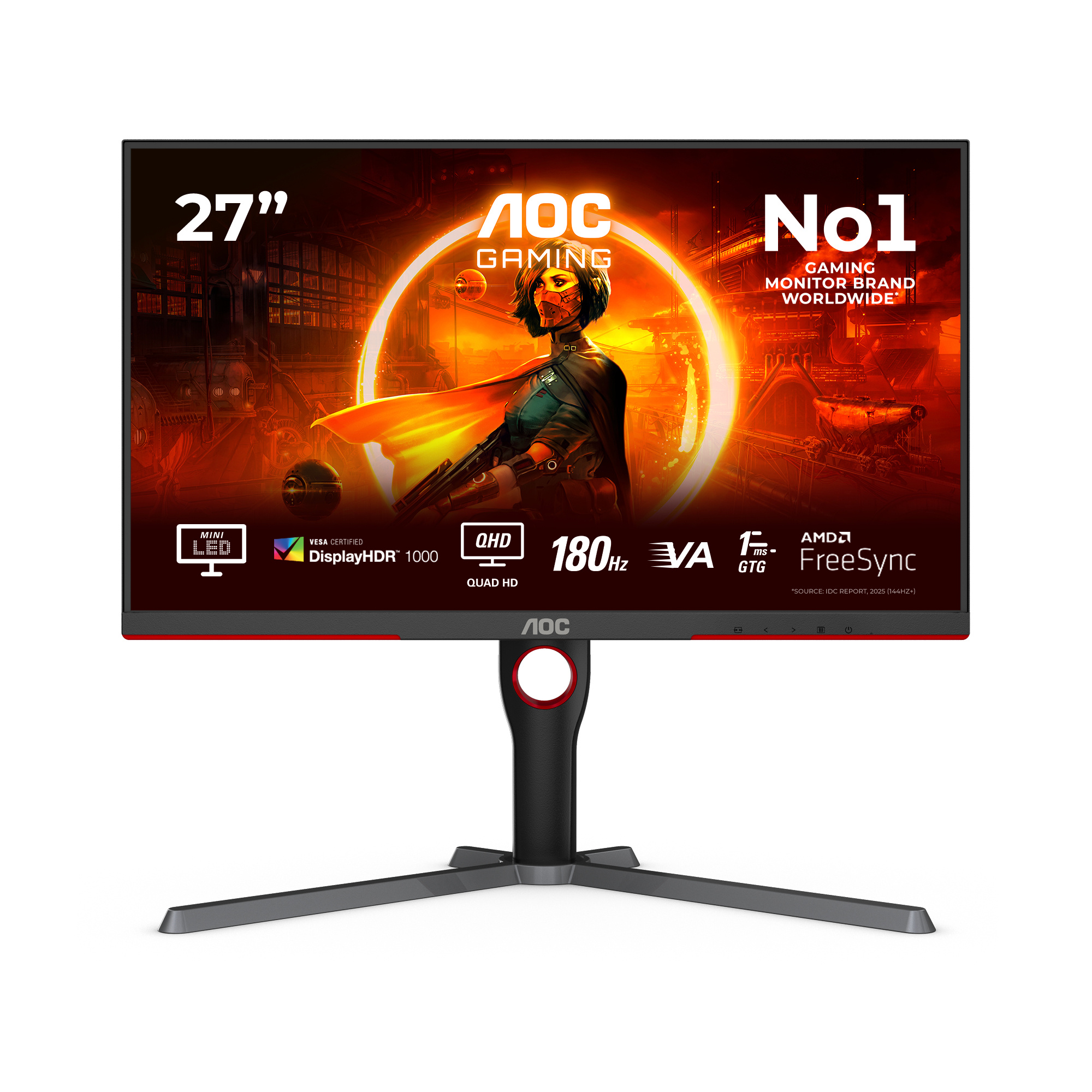 AOC AOC G3 Q27G3XMN/BK computer monitor 68,6 cm (27") 2560 x 1440 Pixels 2K Ultra HD LED Zwart, Rood