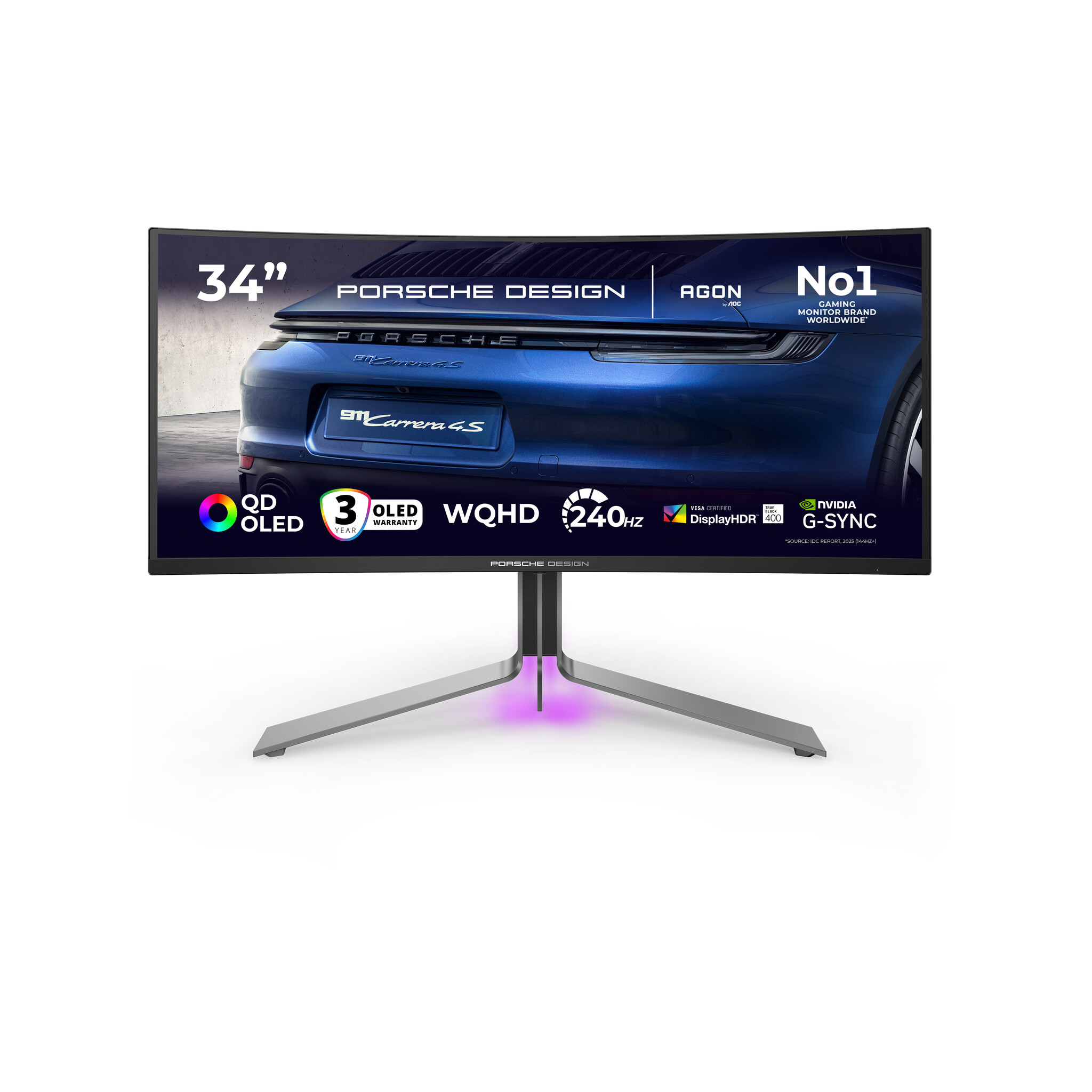 AOC AOC Porsche PD34 computer monitor 86,4 cm (34") 3440 x 1440 Pixels Wide Quad HD QD-OLED Zwart