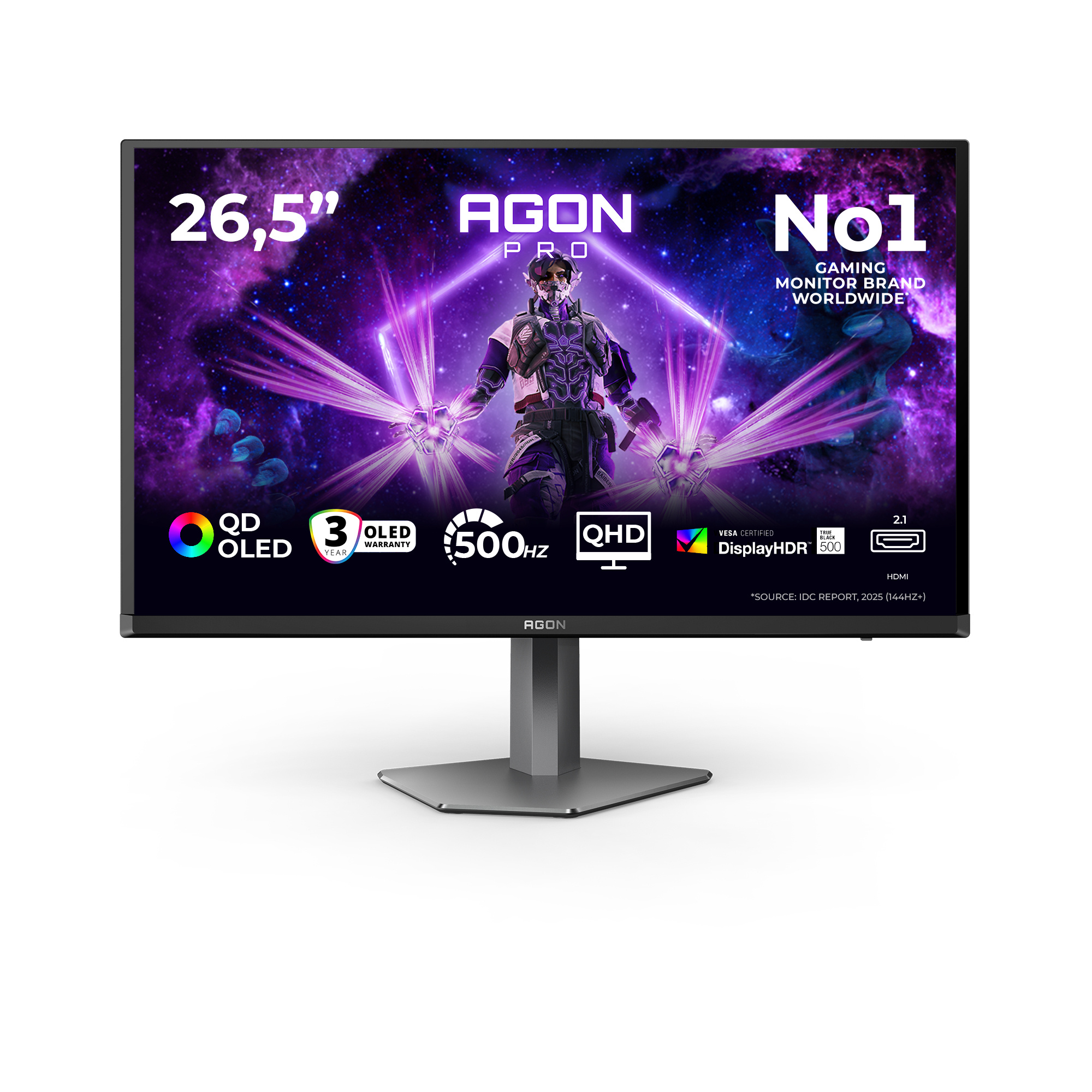 AOC AOC AGON PRO AG276QKD2 computer monitor 67,3 cm (26.5") 2560 x 1440 Pixels Quad HD QD-OLED Zwart, Grijs