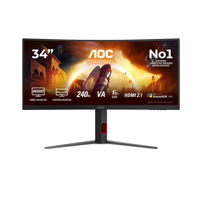 AOC AOC G4 CU34G4Z computer monitor 86,4 cm (34") 3440 x 1440 Pixels Wide Quad HD LED Zwart, Rood