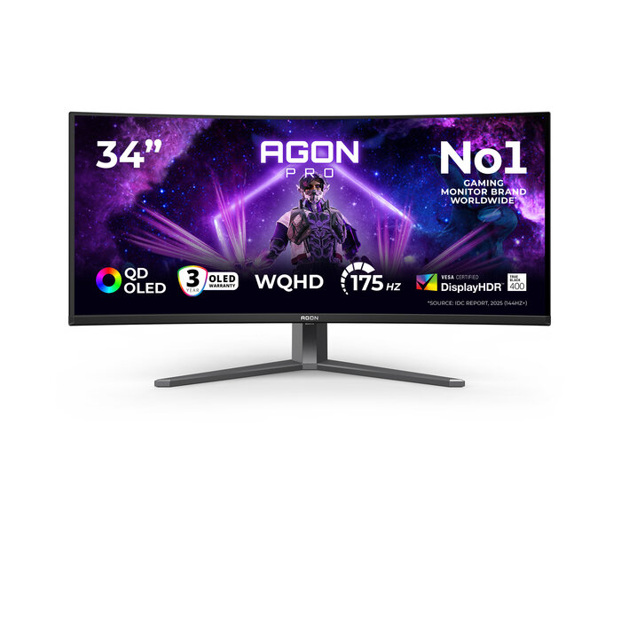 AOC AOC AGON PRO AG346UCD computer monitor 86,4 cm (34") 3440 x 1440 Pixels Wide Quad HD QD-OLED Zwart, Grijs