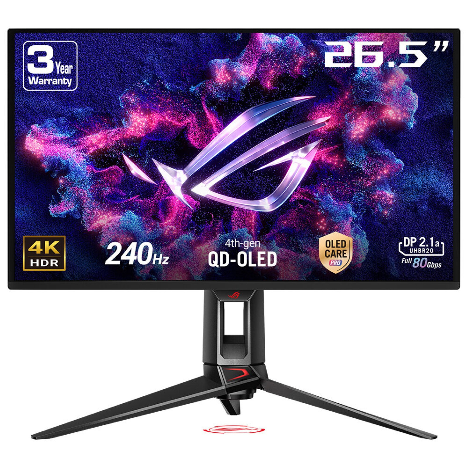 Asus ASUS ROG Swift OLED PG27UCDM computer monitor 67,3 cm (26.5") 3840 x 2160 Pixels 4K Ultra HD QD-OLED Zwart