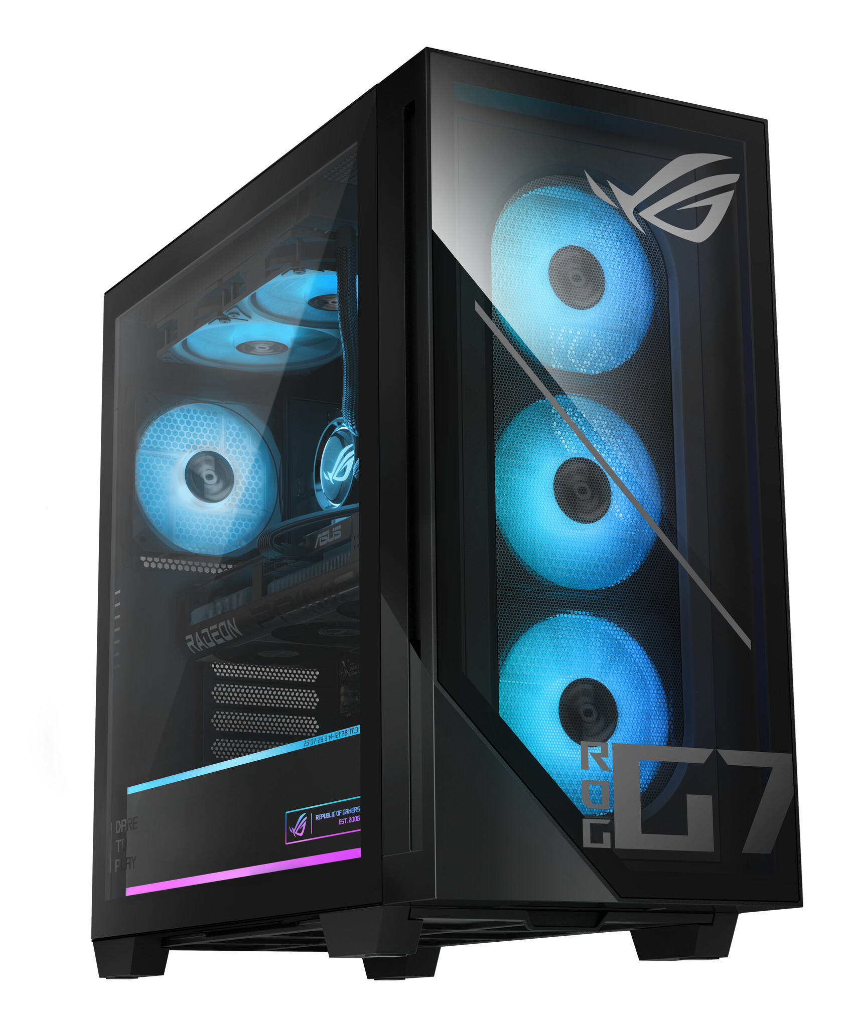 Asus ASUS ROG G700 GM700TZ-R9800X183W AMD Ryzen™ 7 9800X3D 32 GB DDR5-SDRAM 2 TB SSD AMD Radeon RX 9070 XT Windows 11 Home Tower PC Zwart