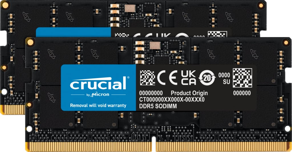 Crucial Crucial CT2K16G56C46S5 geheugenmodule 32 GB 2 x 16 GB DDR5 262-pin SO-DIMM ECC