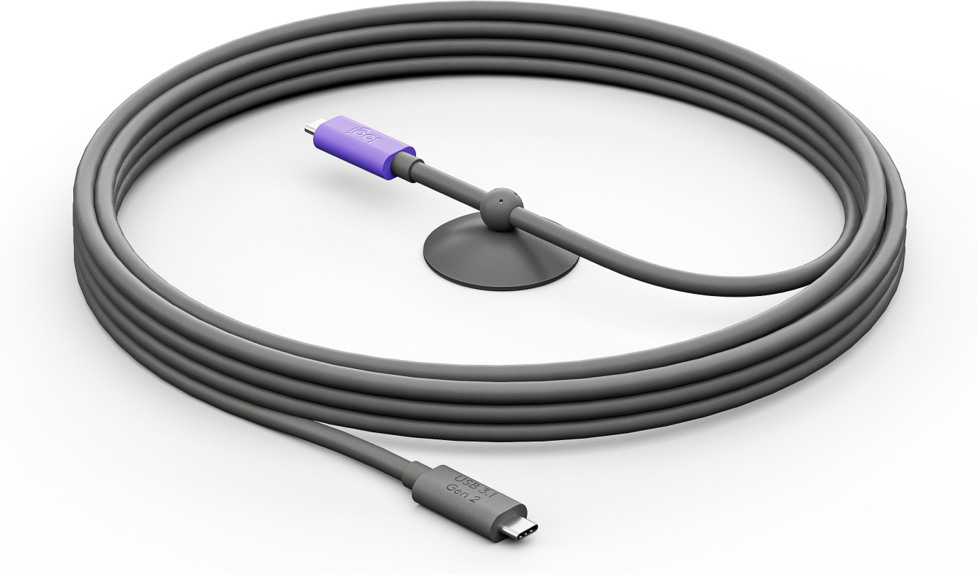 Logitech Logitech 952-000195 USB-kabel USB 3.2 Gen 2 (3.1 Gen 2) 5 m USB C Grafiet, Violet