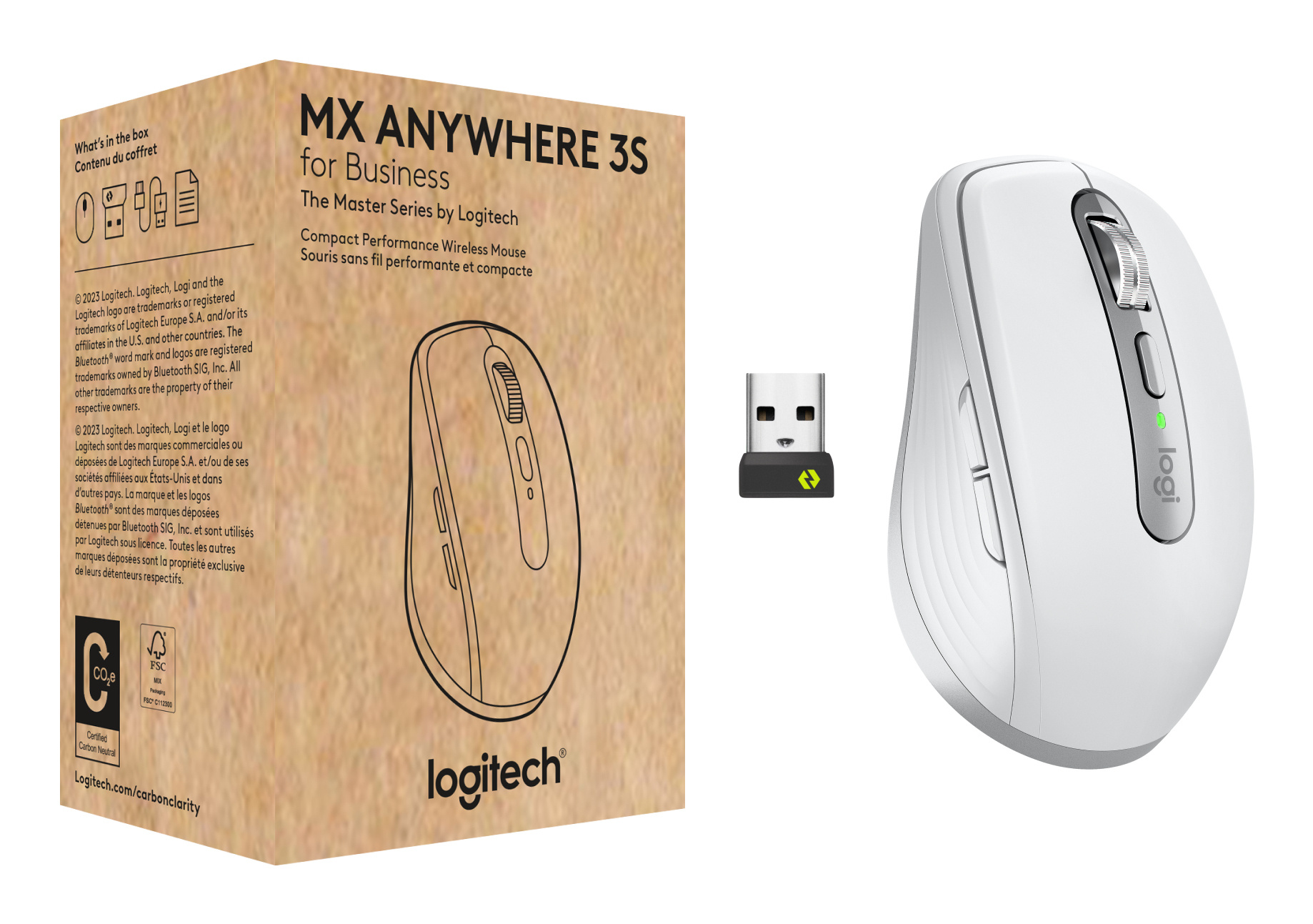 Logitech Logitech MX Anywhere 3S for Business muis Kantoor Rechtshandig RF-draadloos + Bluetooth Laser 8000 DPI