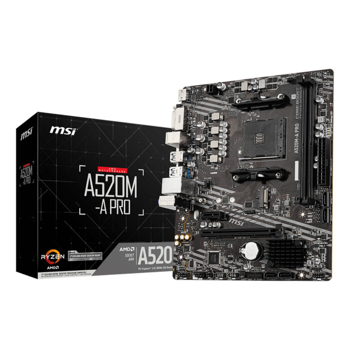 MSI MSI A520M-A PRO moederbord AMD A520 Socket AM4 micro ATX