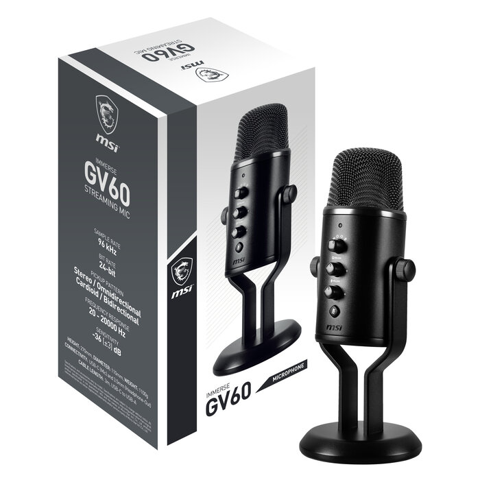 MSI MSI IMMERSE GV60 STREAMING MIC microfoon Zwart Microfoon voor spelcomputers