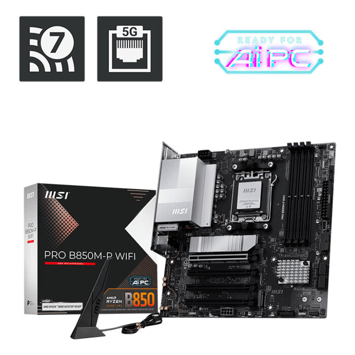 MSI MSI PRO B850M-P WIFI moederbord AMD B850 Socket AM5 micro ATX