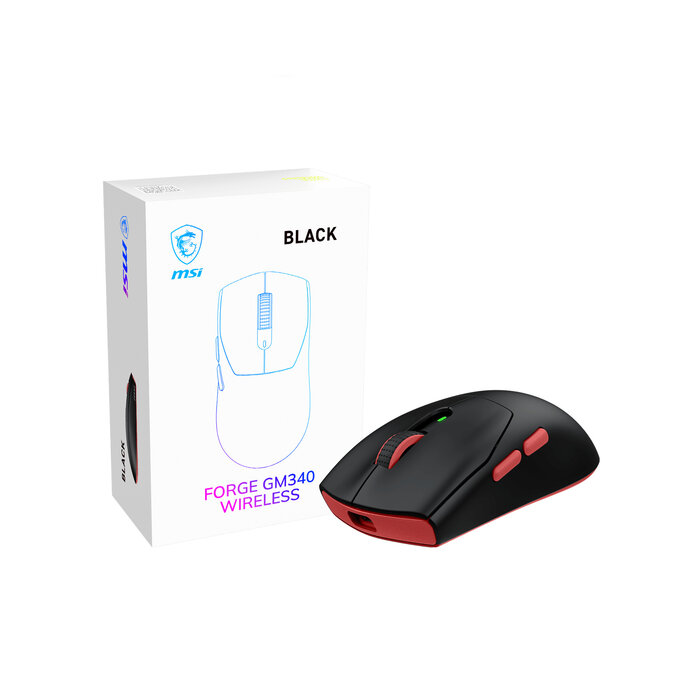 MSI MSI Forge Gm340 Wireless Black muis Gamen Ambidextrous RF-draadloos + Bluetooth Optisch 12000 DPI