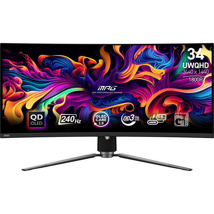 MSI MSI MPG 341CQPX QD-OLED computer monitor 86,4 cm (34") 3440 x 1440 Pixels UltraWide Quad HD Zwart