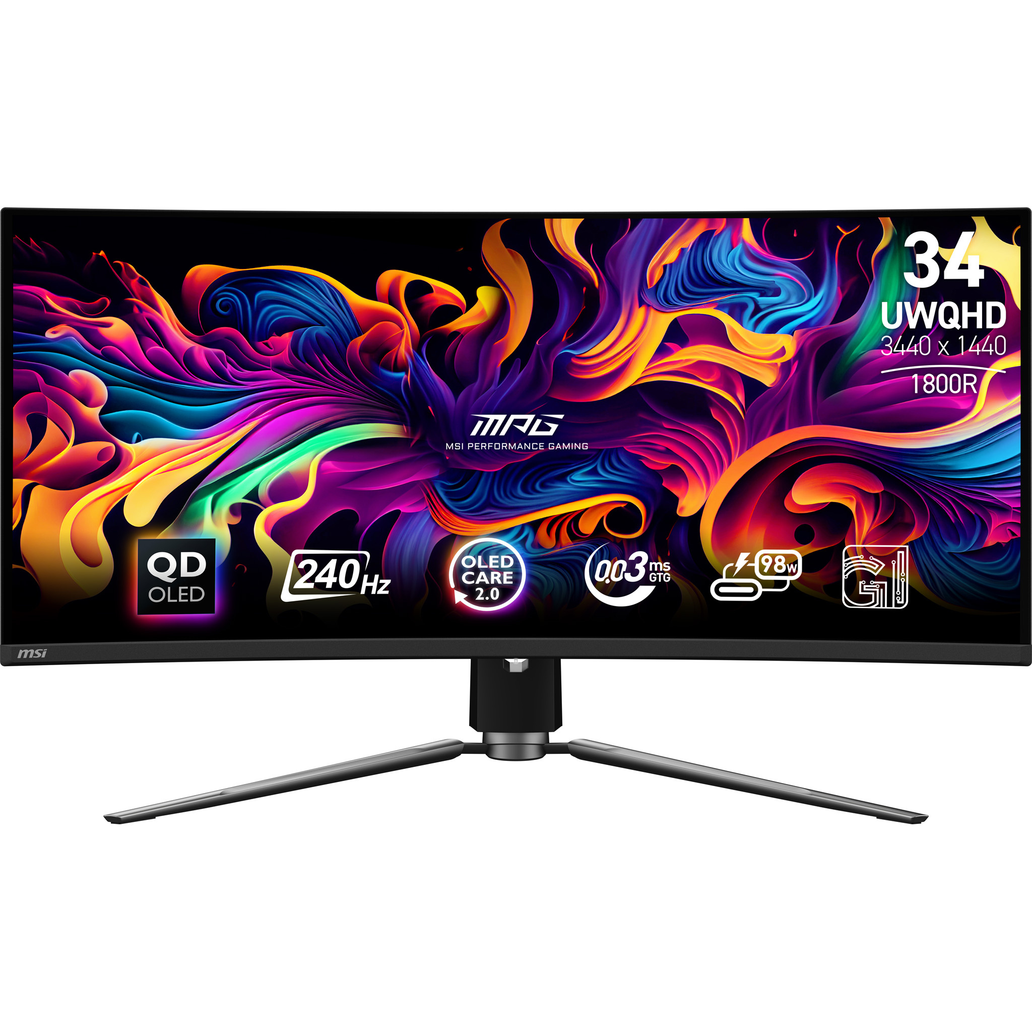 MSI MSI MPG 341CQPX QD-OLED computer monitor 86,4 cm (34") 3440 x 1440 Pixels UltraWide Quad HD Zwart