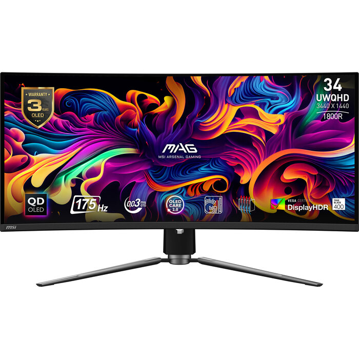MSI MSI MAG 341CQP QD-OLED computer monitor 86,4 cm (34") 3440 x 1440 Pixels UltraWide Quad HD Zwart