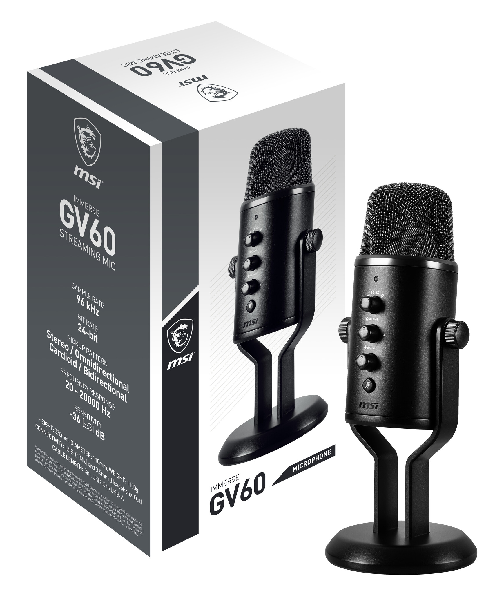 MSI MSI IMMERSE GV60 STREAMING MIC microfoon Zwart Microfoon voor spelcomputers