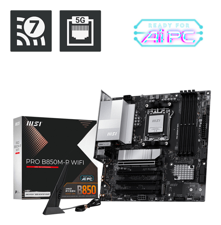 MSI MSI PRO B850M-P WIFI moederbord AMD B850 Socket AM5 micro ATX