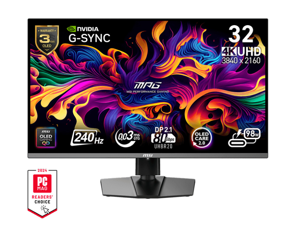 MSI MSI MPG 322URX QD-OLED computer monitor 80 cm (31.5") 3840 x 2160 Pixels 4K Ultra HD Zwart