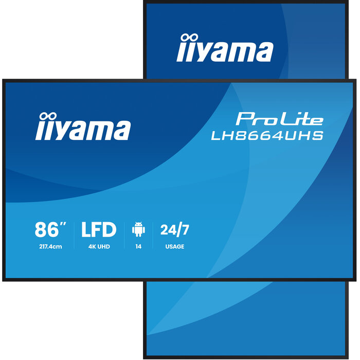 iiyama iiyama LH8664UHS-B3AG beeldkrant Digitale signage flatscreen 2,17 m (85.6") Wifi 500 cd/m² 4K Ultra HD Zwart Type processor Android 24/7