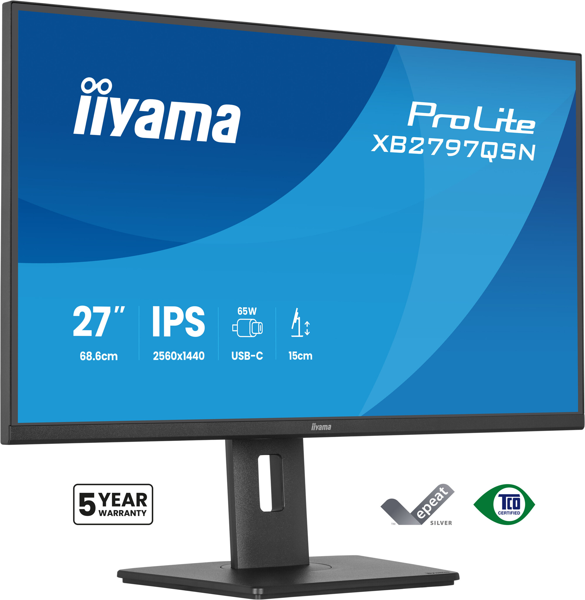 iiyama iiyama ProLite XB2797QSN-B1 computer monitor 68,6 cm (27") 2560 x 1440 Pixels Quad HD LCD Zwart