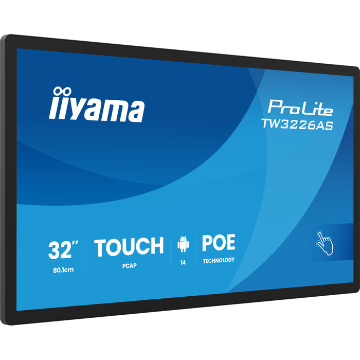 iiyama iiyama TW3226AS-B3P beeldkrant Kiosk-ontwerp 80 cm (31.5") LED Wifi 430 cd/m² Full HD Zwart Touchscreen Type processor Android 24/7
