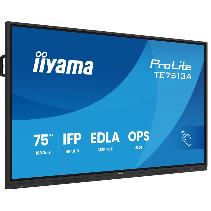 iiyama iiyama TE7513A-B2AG beeldkrant Interactief flatscreen 190,5 cm (75") Wifi 500 cd/m² 4K Ultra HD Zwart Touchscreen Type processor Android 24/7