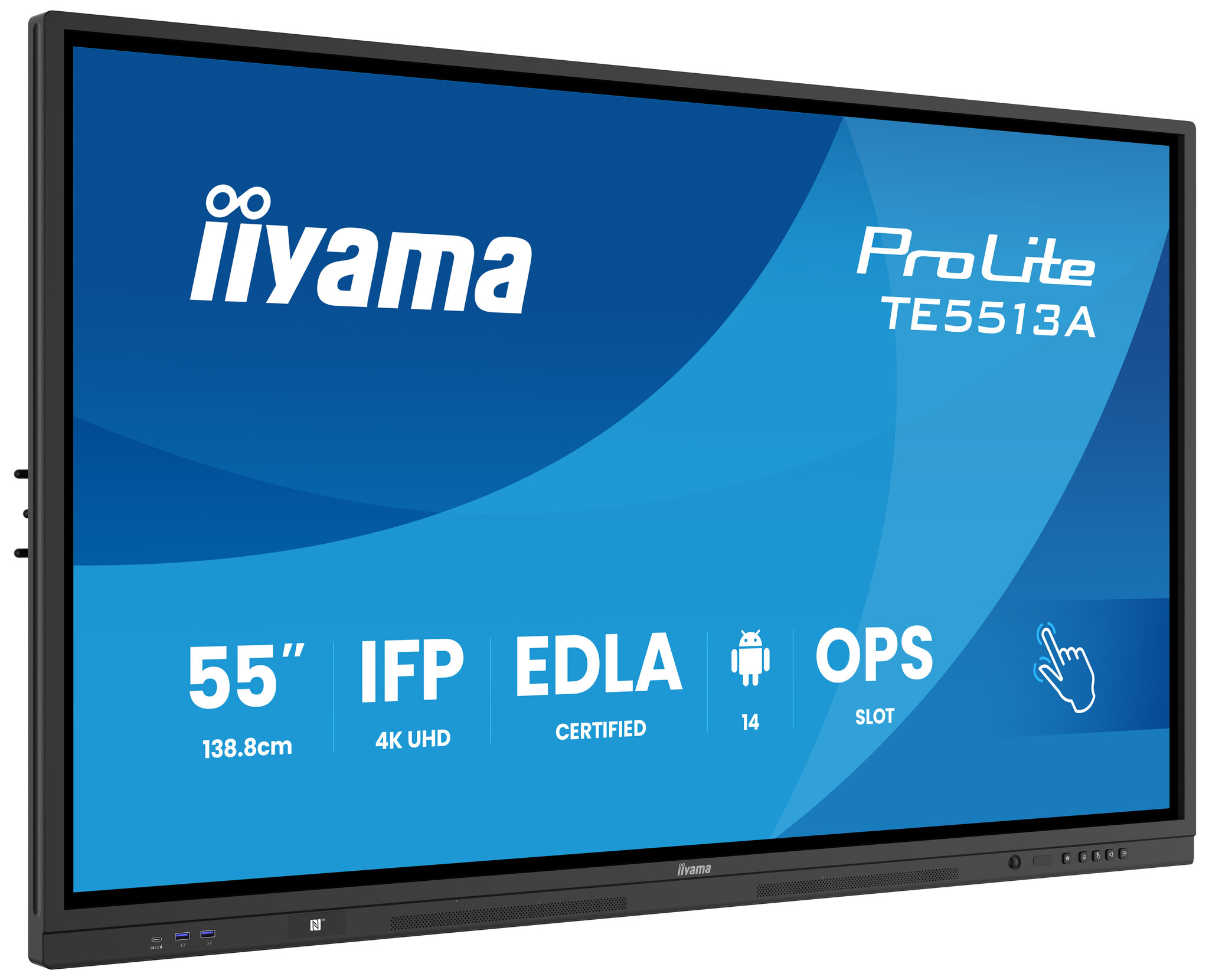 iiyama iiyama TE5513A-B2AG beeldkrant Interactief flatscreen 138,7 cm (54.6") Wifi 500 cd/m² 4K Ultra HD Zwart Touchscreen Type processor Android 24/7